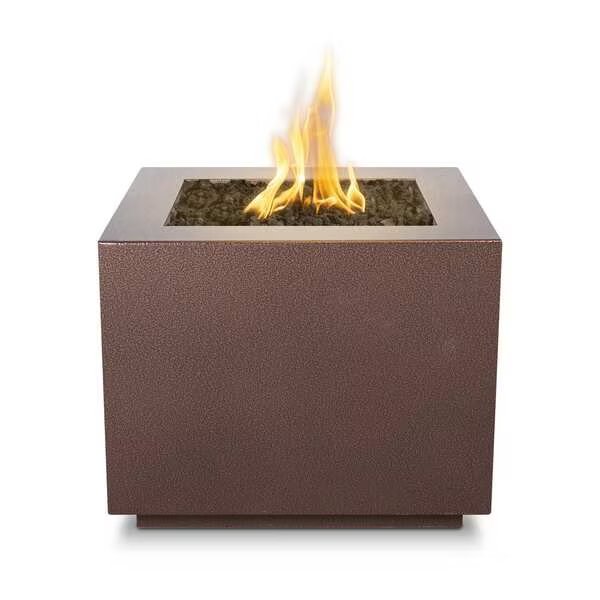 42 Square Forma Fire Pit, Powder Coated Metal, Copper Vein, Spark Ignition w/Flame Sense, Liq. Propane, The Outdoor Plus, Mfr#: OPT-42PCSQFSEN-CPV-LP